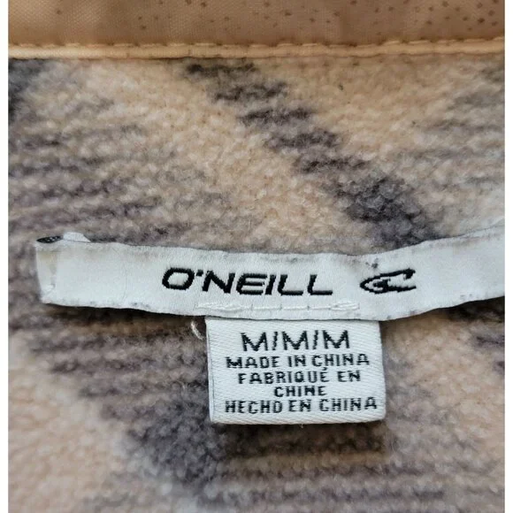 ONeill Womens Plaid Snap-Up Fleece Jacket M Beige & Gray - Picture 3 of 4